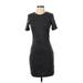 H&M Casual Dress - Sheath Crew Neck Short sleeves: Gray Print Dresses - Women's Size Small