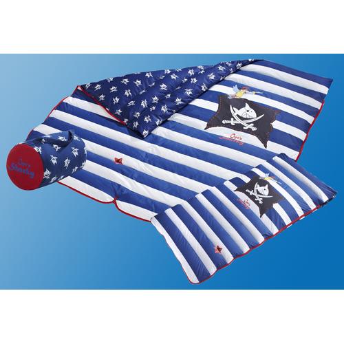"Daunenschlafsack & Daunenbettdecke OTTO KELLER ""Capt'n Sharky"" Schlafsäcke Gr. L: 160 cm, 70, mit Reißverschluss, blau (blau, weiß) Daunenschlafsäcke"