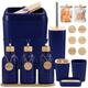 Navy Blue Bathroom Accessories Set 17PCS Bathroom Set with Trash Can 3PCS Lotion Soap Dispenser, Toothbrush Holder, Soap Dish,Tumbler Cup,6PCS Wood Tags Bath Accessories with Tray for Kitchen Bathroom