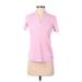 Reel Legends Short Sleeve Henley Shirt: Pink Tops - Women's Size X-Small