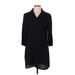 Coldwater Creek Casual Dress - Shirtdress Collared 3/4 sleeves: Black Solid Dresses - Women's Size Medium