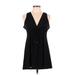 J Valdi Casual Dress - Mini Plunge Sleeveless: Black Print Dresses - Women's Size Medium