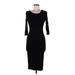 Forever 21 Casual Dress - Bodycon Scoop Neck 3/4 sleeves: Black Solid Dresses - Women's Size Medium