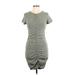 Divided by H&M Casual Dress - Bodycon Crew Neck Short sleeves: Gray Print Dresses - Women's Size Medium
