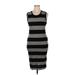 James Perse Casual Dress - Sheath Crew Neck Sleeveless: Gray Print Dresses - Women's Size X-Large