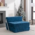 Ebern Designs Mirvat 36" Upholstered Convertible Compressed Sleeper Sofa 3 in 1 Chenille Foldable Floor Sofa Bed Microfiber/Micro in Blue | Wayfair