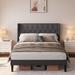 Winston Porter Nkenge Wingback Bed Wood & /Upholstered/Metal & /Metal/Linen in Gray | 47 H x 57 W x 77 D in | Wayfair