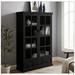 Alcott Hill® Cevyn Storage Cabinet w/ Tempered Glass Doors Curio Cabinet w/ Adjustable Shelf Display Cabinet Wood in Black | Wayfair