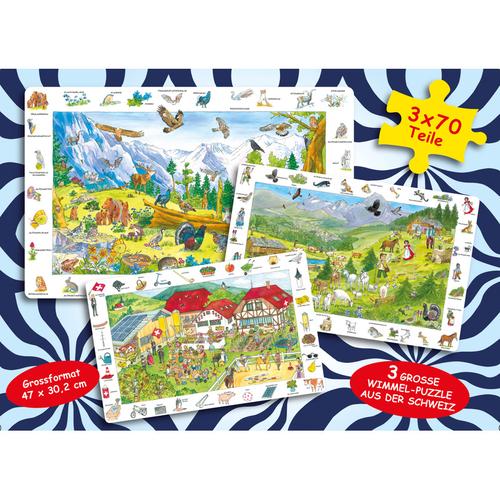 Puzzlebox Schweiz Mit 3 Wimmelpuzzles