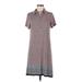 Max Edition Casual Dress - Shirtdress High Neck Short sleeves: Brown Dresses - Women's Size Medium