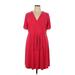 Beyond by Ashley Graham Casual Dress - A-Line V Neck Short sleeves: Red Print Dresses - Women's Size 1X