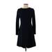 Nha Khanh Casual Dress - A-Line Crew Neck Long sleeves: Black Print Dresses - Women's Size 2