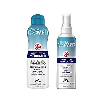 TropiClean OxyMed Medicated Anti-Itch Oatmeal Dog & Cat Shampoo, 20-fl oz bottle + Anti-Itch Spray, 8-fl oz bottle