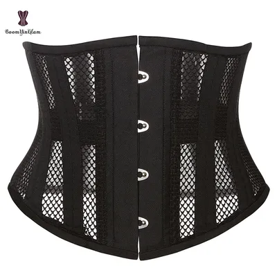 Vorne 4 Busk Verschluss Korset Frauen Sanduhr 24 Spirale Stahl Knochen Unterbrust Korsett Mesh Image