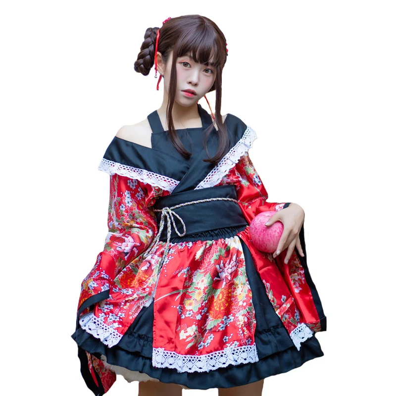 Neue frauen Sexy Kimono Yukata Anime Kostüm Japanischen Kimono Traditionelle Print Vintage Original Tradition Silk Yukata Kleid Robe Image
