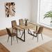 MDF Dining Table and Dining Chairs Set of 4,Wooden Kitchen Table Set,Metal Base & Legs,Dining Room Table and Linen Chairs