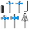 7-teiliger Rabbeting-Fräser mit Metallkarbid-Spitze Set-Rabbet-Fräser mit 6 Lagern und T-förmigem