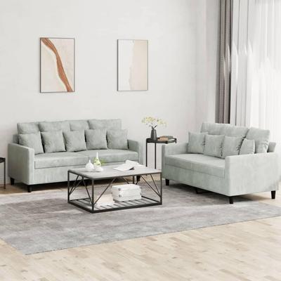 vidaXL Sofa Set with Cushions Accent Couch for Living Room 2 Piece Velvet - 62.2