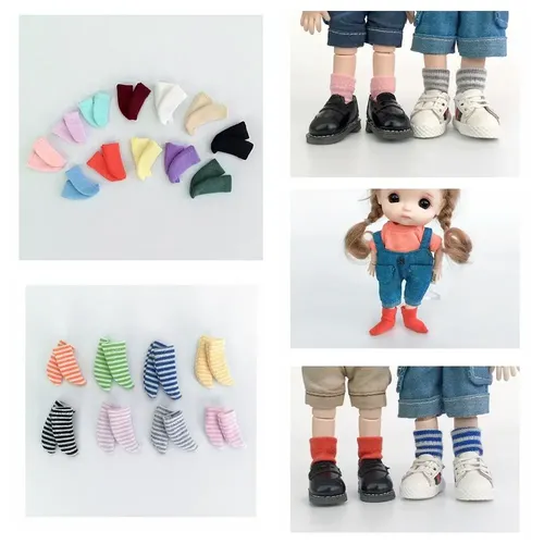 1 Paar ob11 Socken kurze Socken gestreifte Socken einfarbige Socken Puppen zubehör für Molly ob11