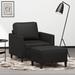 vidaXL Sofa Chair with Footstool Black 23.6" Faux Leather - 31.5" x 30.3" x 31.5"