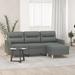 vidaXL 3-Seater Sofa with Footstool Dark Gray 70.9" Fabric - 78" x 30.3" x 31.5"