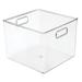 mDesign Deep Plastic Stackable Bathroom Storage Organizer Bin w/ Handles - Clear