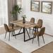 MDF Dining Table and Dining Chairs Set of 4,Wooden Kitchen Table Set, Metal Base & Legs,Dining Room Table and Linen Chairs