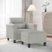 vidaXL Sofa Chair with Footstool Light Gray 23.6" Microfiber Fabric - 35.4" x 30.3" x 31.5"