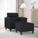 vidaXL Sofa Chair with Footstool Black 23.6" Faux Leather - 35.4" x 30.3" x 31.5"