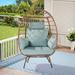 Wicker Egg Chair Garden PE Rattan Patio Chair Wicker Chair with Removable Cushion Lounge Chair with Stand and Metal Frame for Indoor Outdoor Garden Backyard Porch Blue