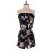 Divided by H&M Romper Strapless Sleeveless: Black Print Rompers - Women's Size 6