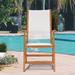 Teak Wood California Outdoor Patio Reclining Chair with White Batyline Sling