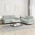 vidaXL 2 Piece Sofa Set with Cushions Light Gray Velvet