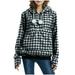 ylioge Spring Sweatshirts for Women Womens Oversized Hoodies Plaid Casual Loose Long Sleeve Crewneck Drawstring Plus Size Tops Blouses Shirts with Pet Bag