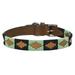 BE BAR H EQUINE Western Genuine Leather Dog Collar Embroidered Black & Light Green