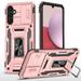 Cover Samsung Galaxy A14 5G Case with Slide Camera Cover Protection Shockproof Armor Rugged Hybrid Ring Kickstand Magnetic Heavy Duty Phone Cover Case for Samsung Galaxy A14 5G Rosegold