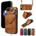 TECH CIRCLE Wallet Case with Card Holder For iPhone 8 Plus/7+ Rotation Ring Stand PU Leather Shockproof Protective Slim Cover with Shoulder Strap for Women Men for Apple iPhone 8 Plus/7 Plus 5.5 Brown