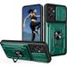 for Motorola Moto G32 Case with Slide Camera Cover Heavy Duty Protective with Ring Kickstand & Card Holder Cell Phone Case for Motorola Moto G32 LJK Green