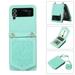 Cover Wallet Case for Samsung Z Flip4 5G Crossbody Strap PU Leather RFID Blocking Credit Card Holder Card Case Hidden Mirror with Adjustable Lanyard for Galaxy Z Flip 4 Green