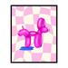 Poster Master Balloon Dog Poster - Pink Peeing Dog Print - Balloon Art - Checkered Art - Trendy Art - Funny Bathroom Decor - Guest Bath Decorations - Humorous Restroom Decor - 11x14 UNFRAMED Wall Art