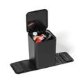 meistar - Plastic Car Trash Can Car Trash Can with Lid Mini Trash Can for Car and Car Organizer Bin 6 Inches x 6 Inches x 8 inches 0.8 Gallon Black