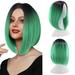 ZTTD Party Wig Gradient Short Straight Hair Highlight Female Wig Wig Realistic Straight With Flat Bangs Synthetic Colorful Daily Party Wig Natural As Real Hair grass green