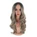 ZTTD Wig Long Curly Hair Brown Gray Gradient Headgear Big Wave Wig Headgear Gold