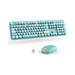 Wireless Keyboard and Mouse Combo MOFii Cute Retro Keyboard with Colorful Round Keys 2.4GHz Full Size Computer Wireless Keyboard Mouse Set for Laptop Desktop PC Blue Colorful