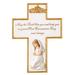 Joseph s Studio by Roman - Communion Collection - Communion Girl Cross Wall 8.5 H Resin and Stone White and Gold Color Decorative Collection Durable Long Lasting