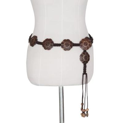 'Thai Love Garden' - Unique Floral Coconut Shell Belt