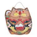 Traveler Cat,'Handcrafted Whimsical Cat-Shaped Ceramic Wall Art'