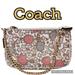 Coach Bags | Coach Ny Mini Purse Handbag Zip Closure Floral Canvas Chain Strap Inside Pockets | Color: Cream/Tan | Size: Os