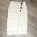 Anthropologie Skirts | Anthropologie Maeve Button Side Split Midi Skirt | Color: White | Size: 8