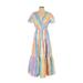 J. Crew Dresses | J Crew Rainbow Stripe Gingham Plaid Multicolor Wrap Dress Tiered Size 4 | Color: Blue/Yellow | Size: 4